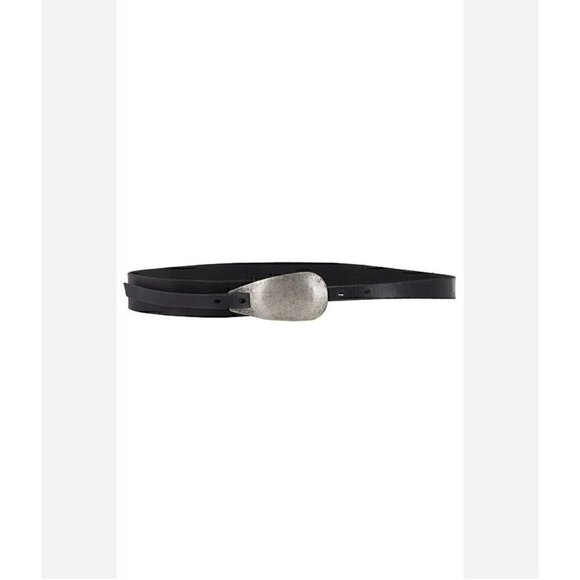 FREE PEOPLE Black Leather Belt With Silver OYESTER HIP Buckle, REVOLVE, WESTERN - Picture 2 of 5